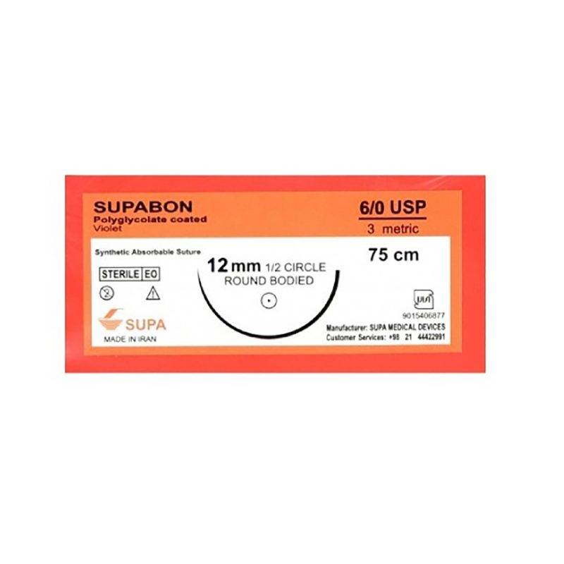 نخ بخیه مونوکریل سوپا (سوپا بن) 6.0 Supa Vicryl Round Bodied Surgical Thread 6.0